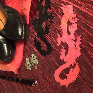 Black Reversible Pink Dragon Bracelet